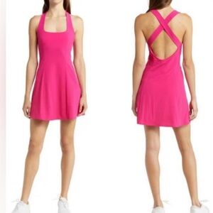 Outdoor Voices Cross Back Dress Built in Shorts Pitaya Pink, size medium